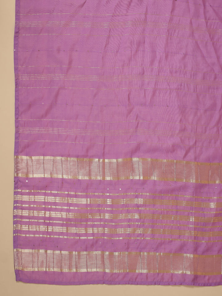 Lavender Cotton Blend Straight Solid 3-Piece Kurta Set