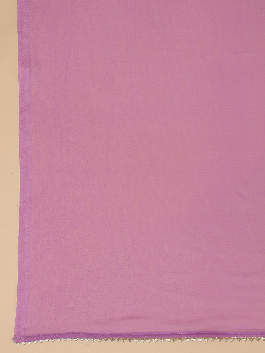 Lavender Cotton Blend Straight Yoke Embroidered 3-Piece Kurta Set