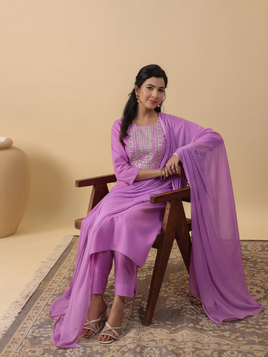 Lavender-Cotton-Blend-Straight-Yoke-Embroidered-3-Piece-Kurta-Set