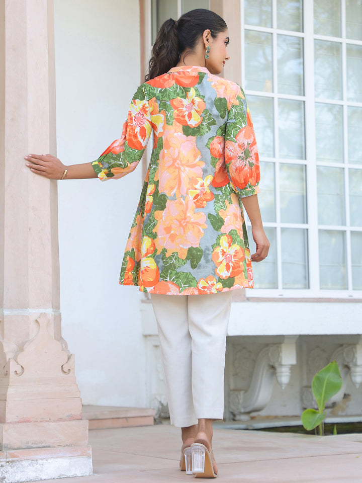 Multicolor Cotton Floral A-Line Tunic Only