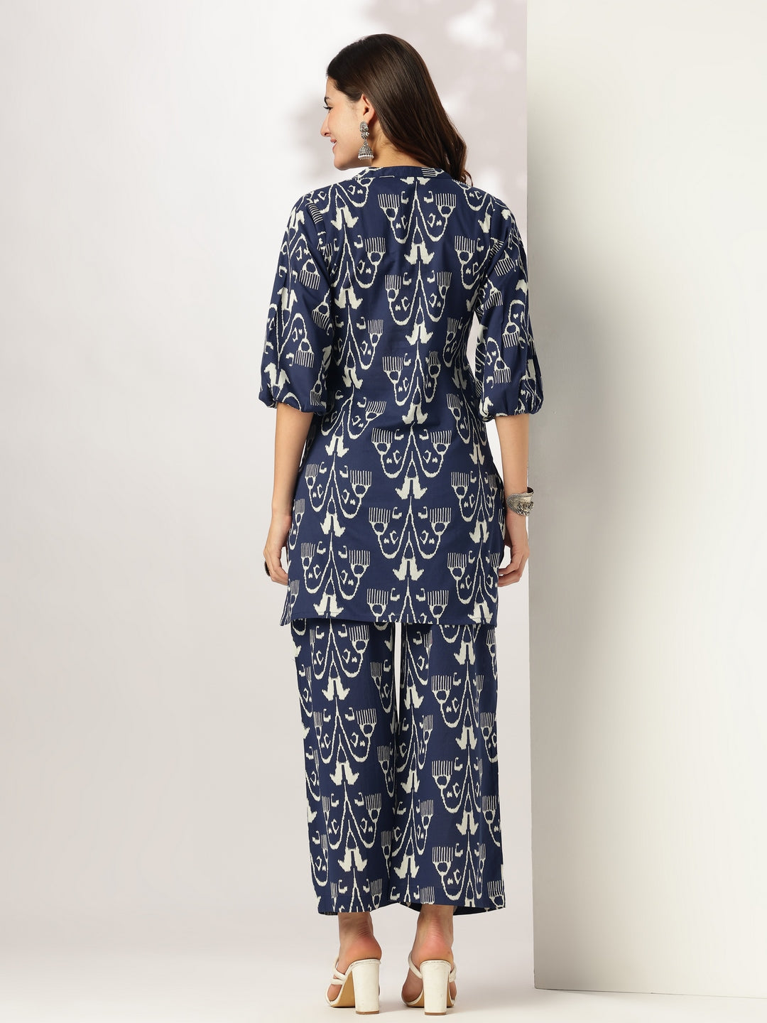 Navy Blue Cotton Ikkat Co-Ord Set