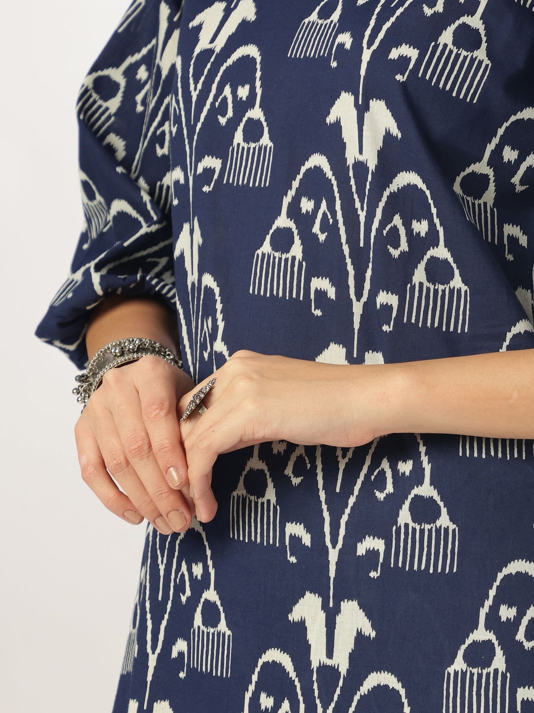 Navy Blue Cotton Ikkat Co-Ord Set