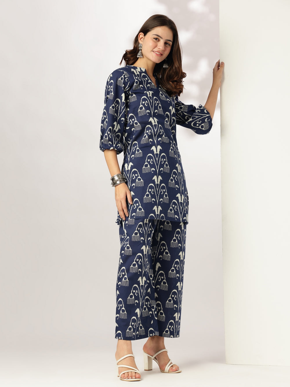 Navy-Blue-Cotton-Ikkat-Co-Ord-Set