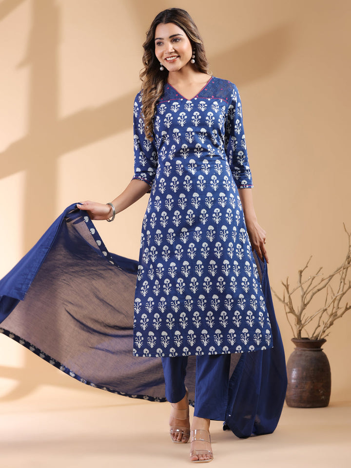 Navy-Blue-Cotton-Straight-Ethnic-Motifs-3-Piece-Kurta-Set