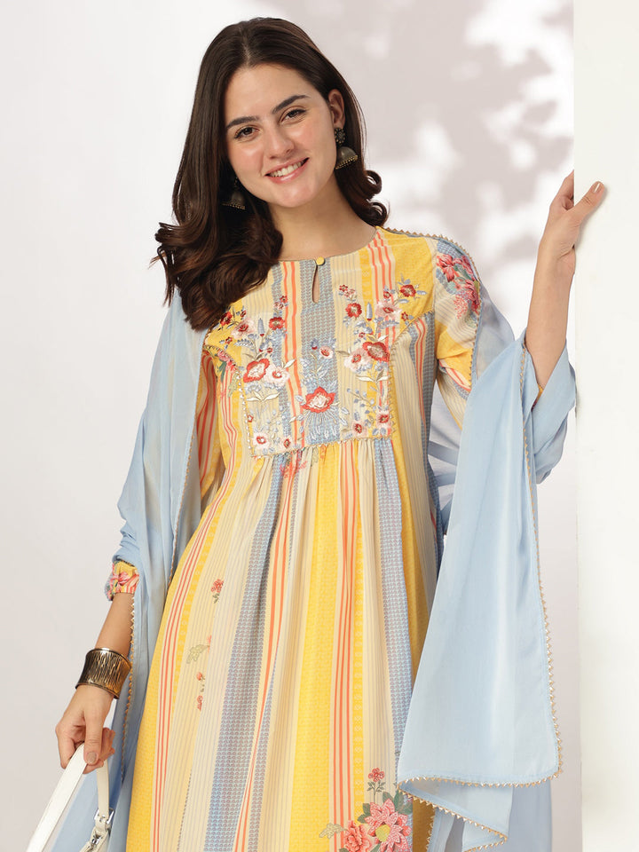 Multicolor-Georgette-A-Line-Embroidered-3-Piece-Kurta-Set