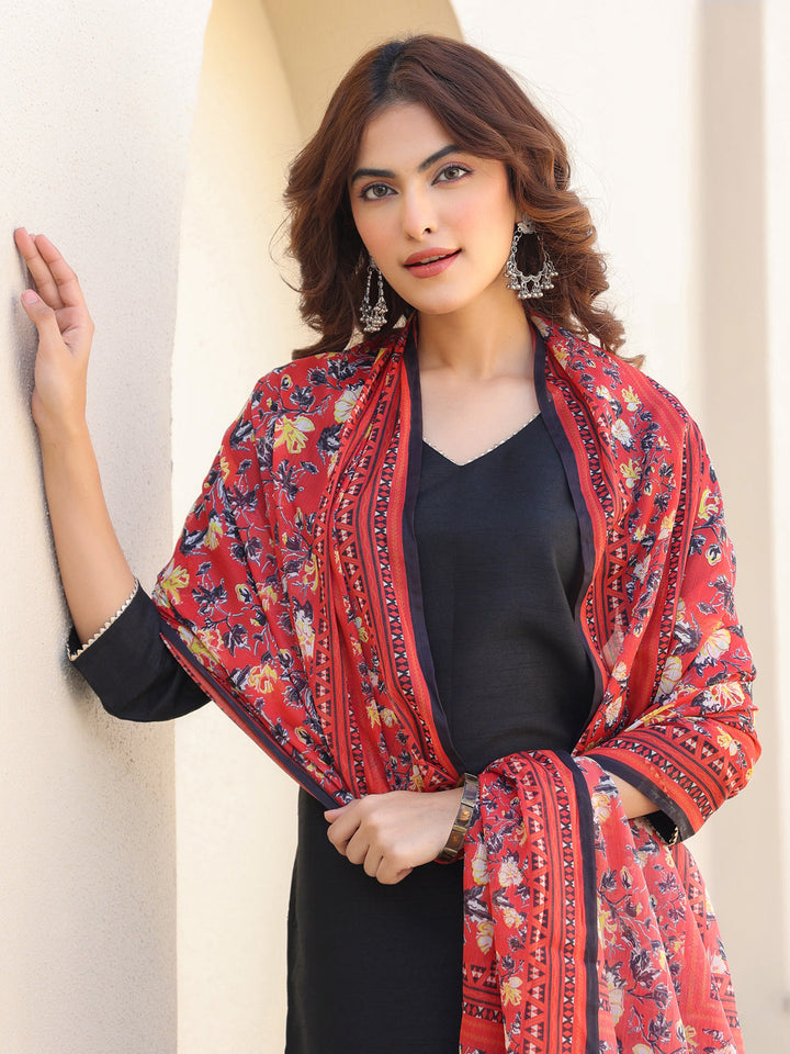 Black-Silk-Blend-Straight-Solid-3-Piece-Kurta-Set