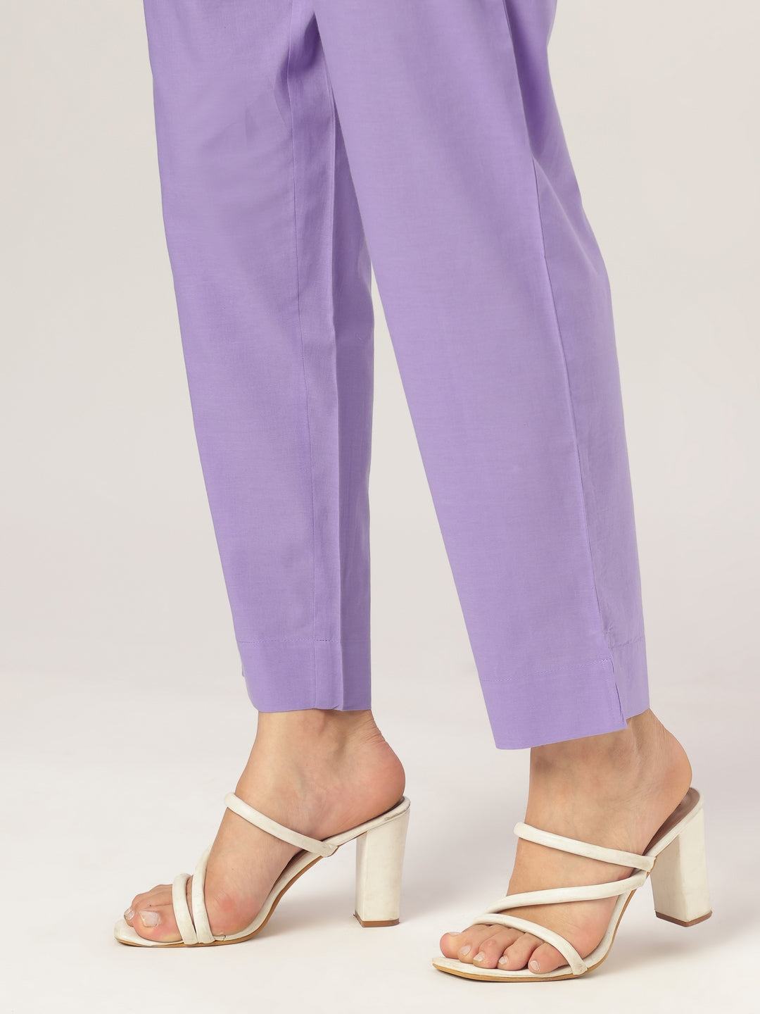 Lavender Cotton A-Line Ethnic Motifs 3-Piece Kurta Set