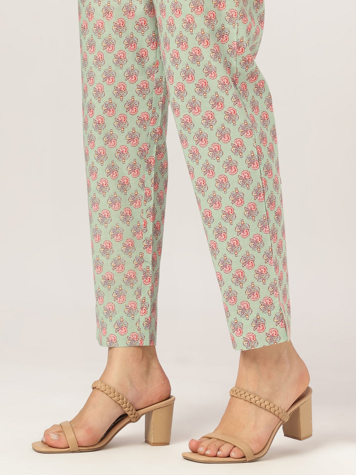 Aqua Cotton A-Line Floral Printed 3-Piece Kurta Set