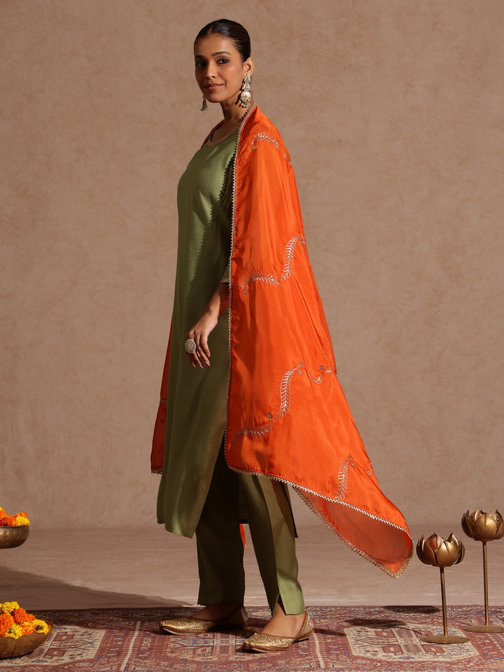 Sage Silk Blend Embellished 3-Piece Kurta Set