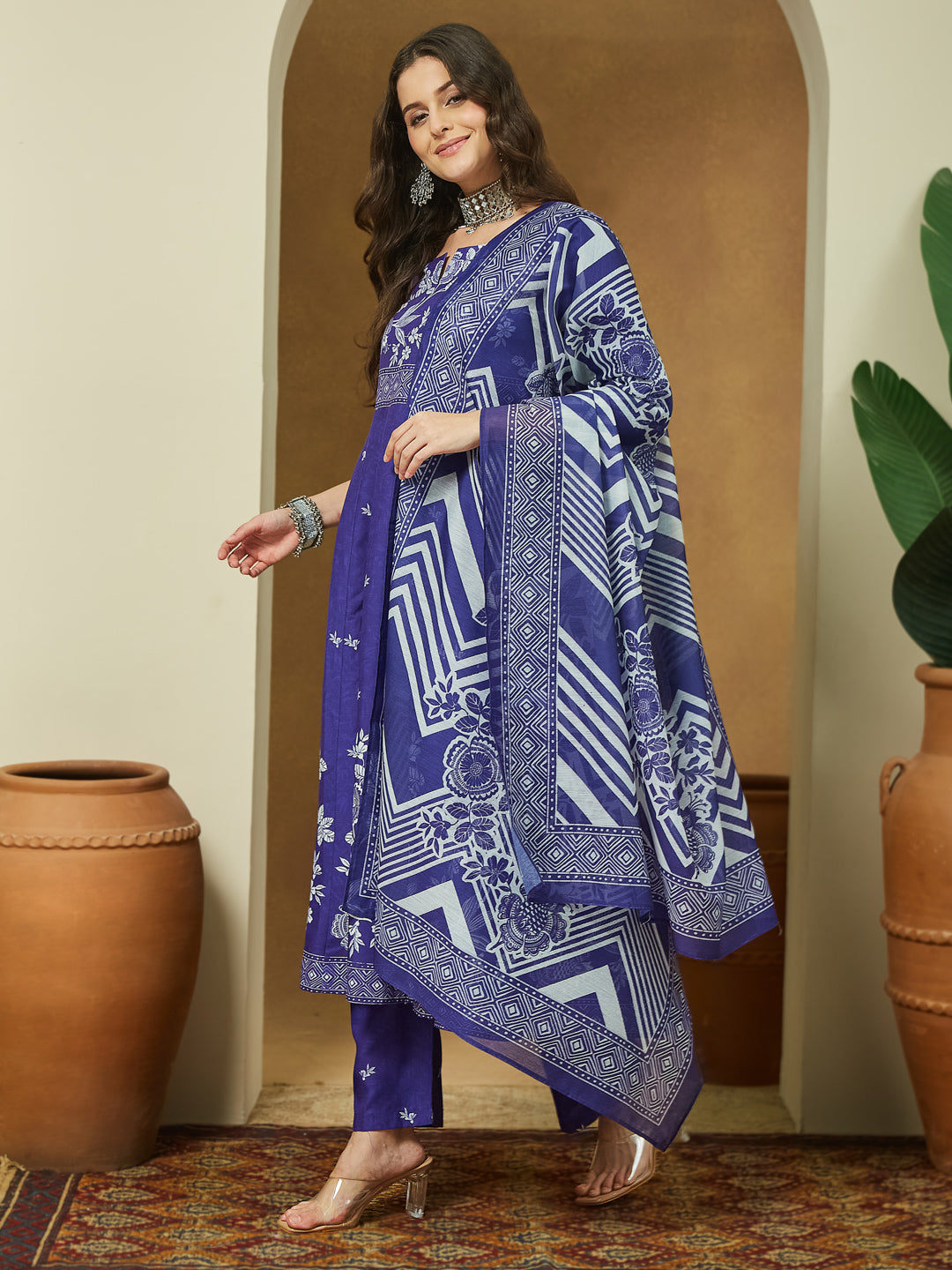 Purple-Cotton-Blend-Floral-Printed-3-Piece-Anarkali-Set