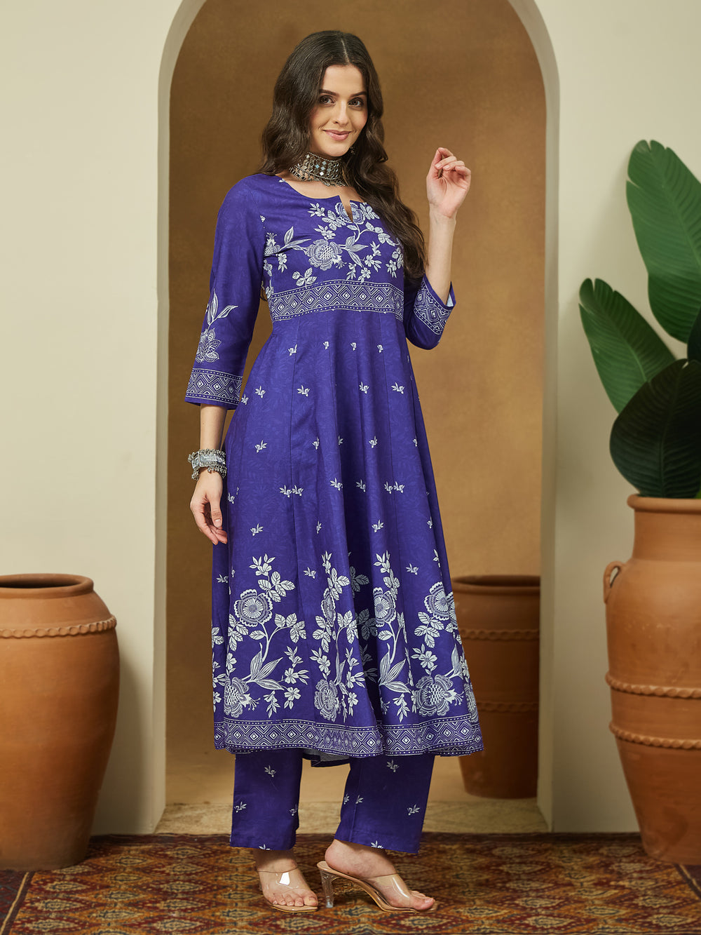 Purple-Cotton-Blend-Floral-Printed-3-Piece-Anarkali-Set