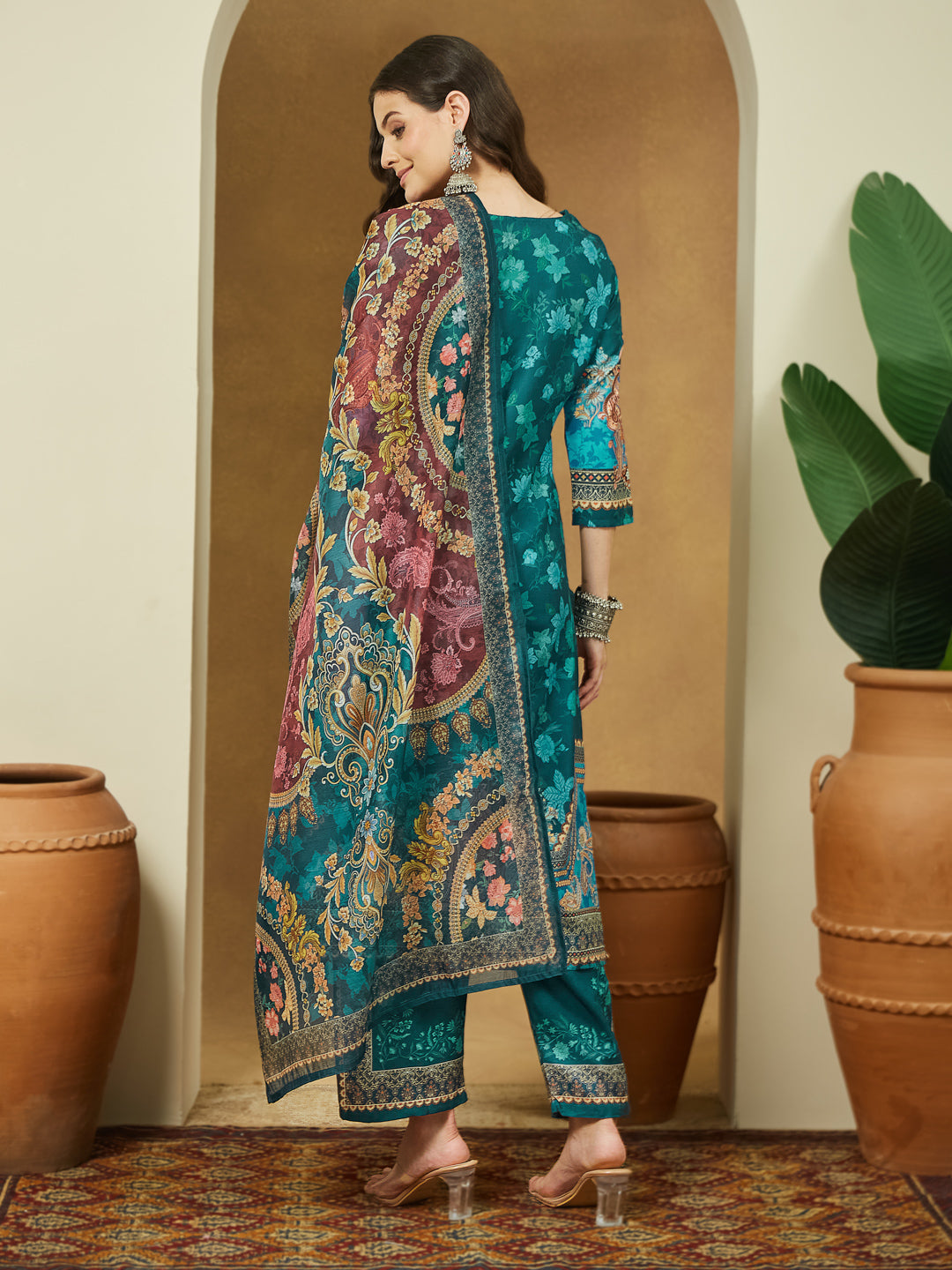 Teal-Cotton-Blend-Straight-Ethnic-Motifs-3-Piece-Anarkali-Set