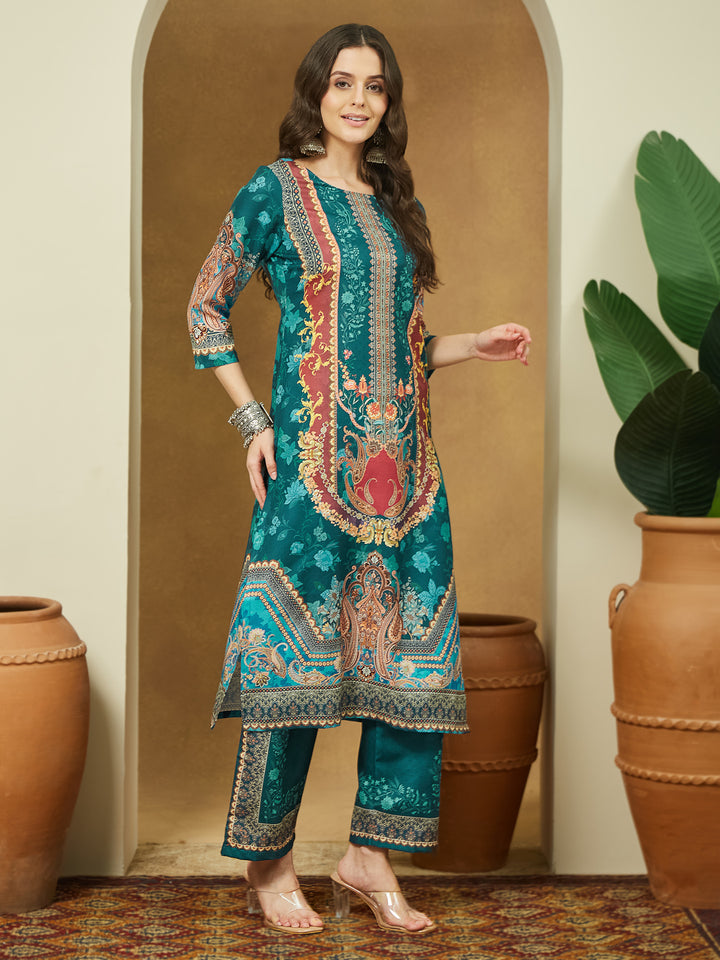 Teal-Cotton-Blend-Straight-Ethnic-Motifs-3-Piece-Anarkali-Set