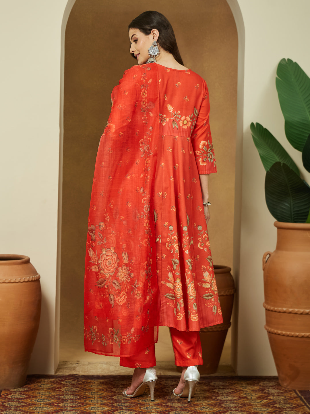 Orange-Cotton-Blend-Floral-Printed-3-Piece-Anarkali-Set