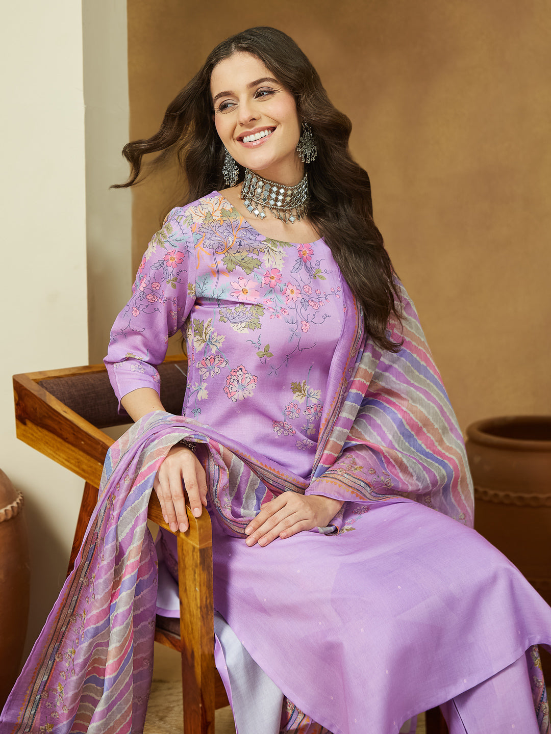 Lavender-Magic-Slub-Straight-Printed-3-Piece-Anarkali-Set
