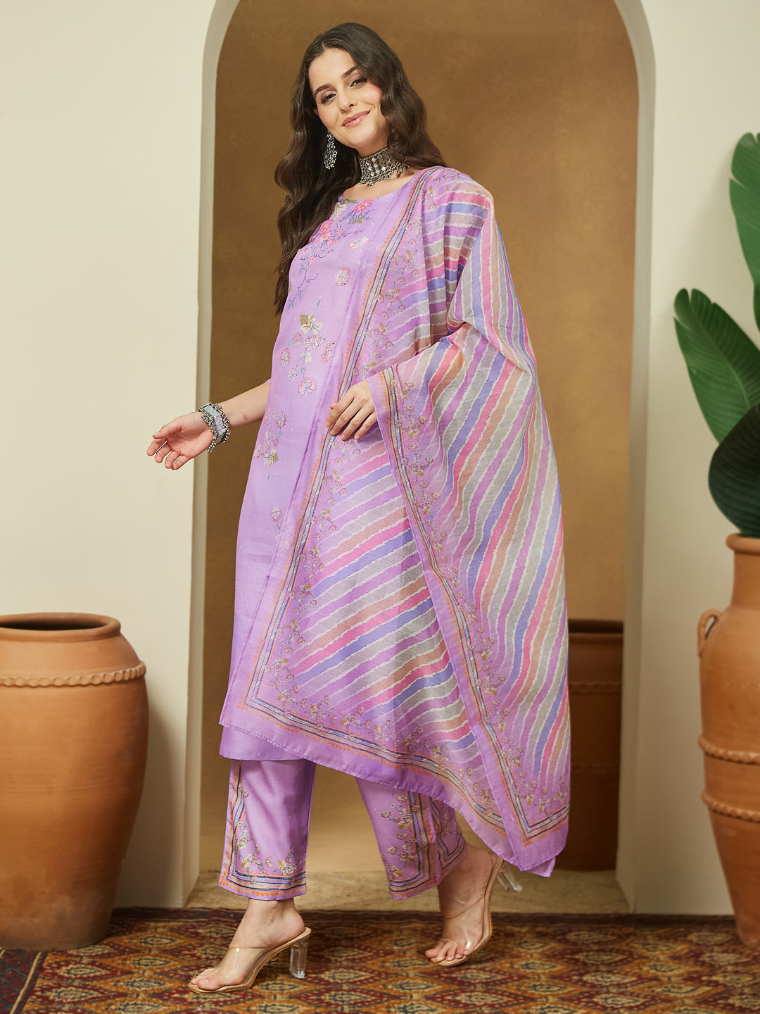 Lavender-Magic-Slub-Straight-Printed-3-Piece-Anarkali-Set