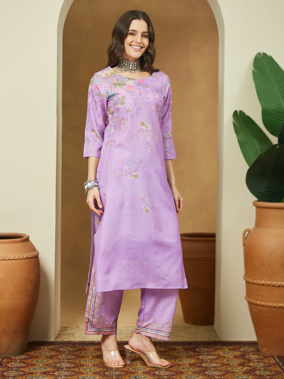 Lavender-Magic-Slub-Straight-Printed-3-Piece-Anarkali-Set