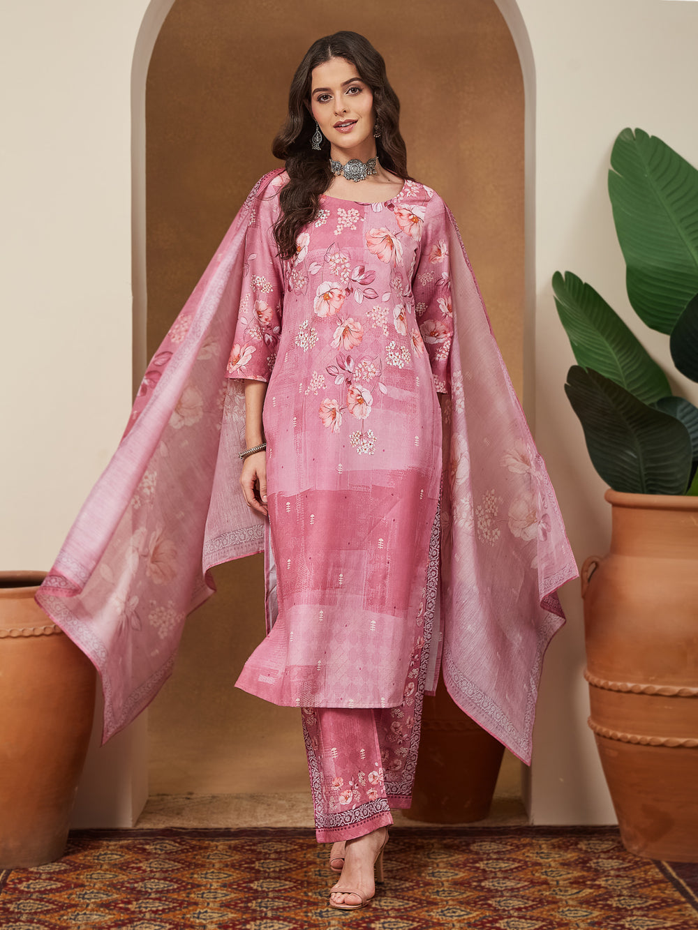 Pink-Cotton-Blend-Straight-Floral-Printed-3-Piece-Anarkali-Set