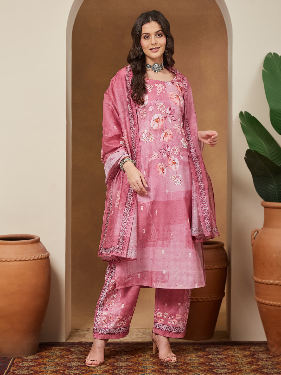 Pink-Cotton-Blend-Straight-Floral-Printed-3-Piece-Anarkali-Set