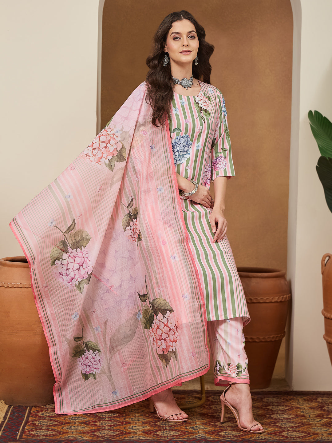 Baby-Pink-Cotton-Blend-Straight-Floral-Printed-3-Piece-Anarkali-Set