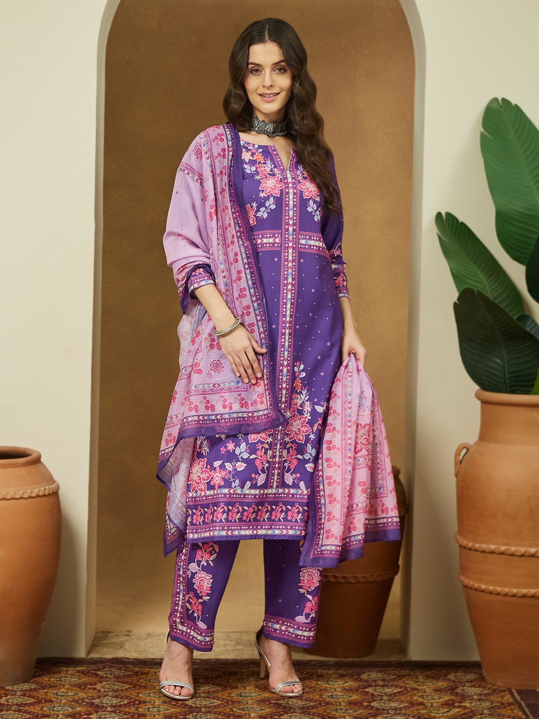 Purple-Cotton-Blend-Straight-Floral-Printed-3-Piece-Anarkali-Set