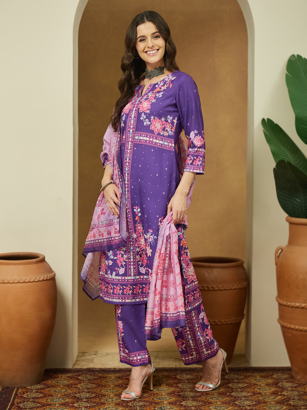 Purple-Cotton-Blend-Straight-Floral-Printed-3-Piece-Anarkali-Set