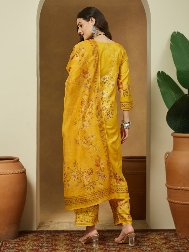 Yellow-Cotton-Blend-Straight-Floral-Printed-3-Piece-Anarkali-Set