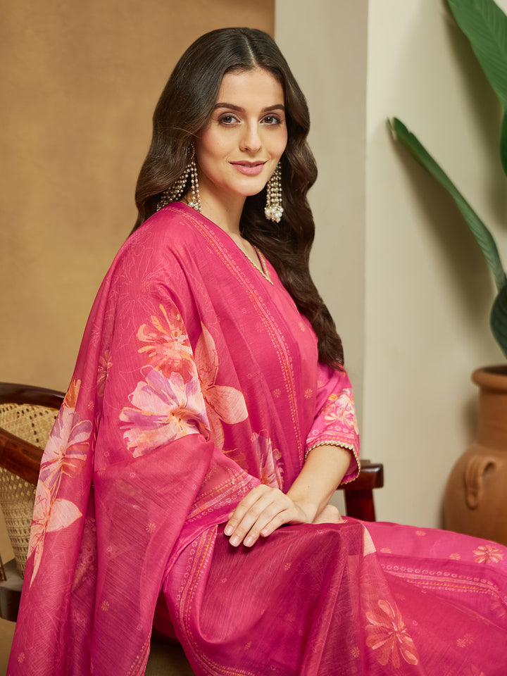 Black-Cotton-Blend-Floral-Printed-3-Piece-Anarkali-Set