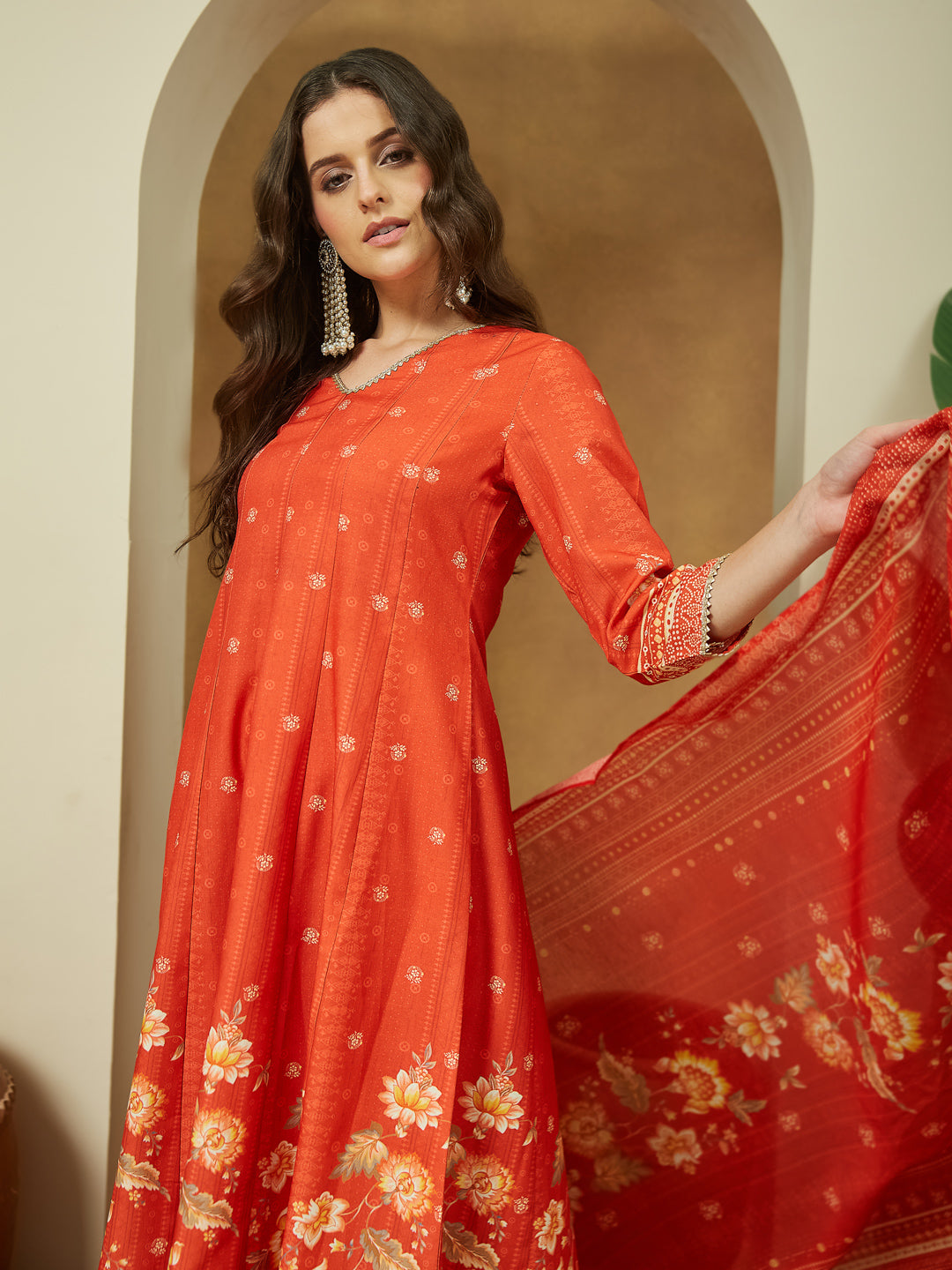 Red-Magic-Slub-Printed-3-Piece-Anarkali-Set