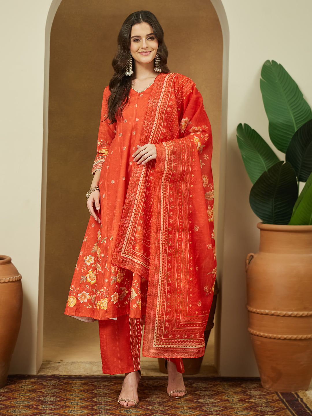 Red-Magic-Slub-Printed-3-Piece-Anarkali-Set