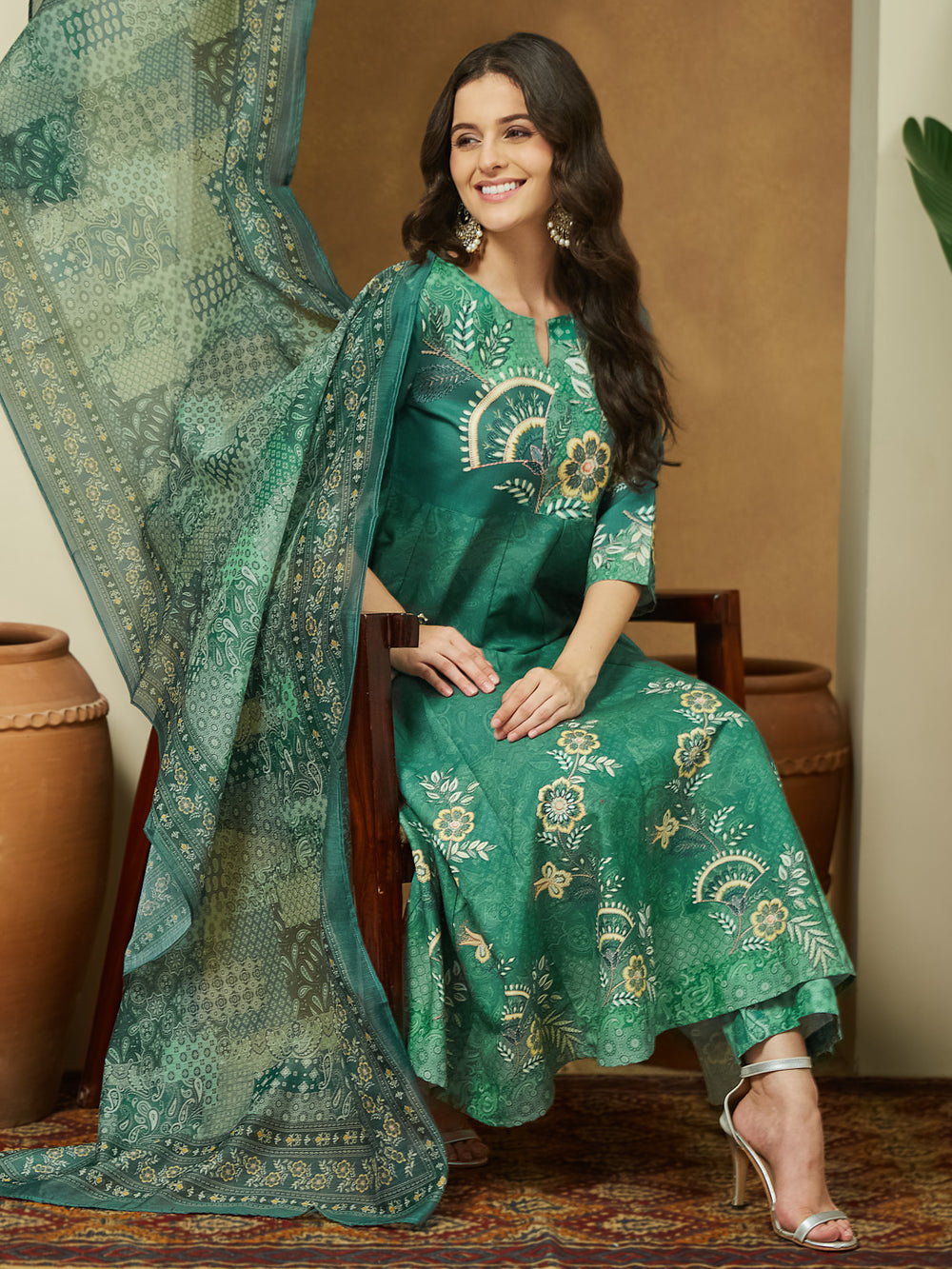 Green-Cotton-Blend-Floral-Printed-3-Piece-Anarkali-Set