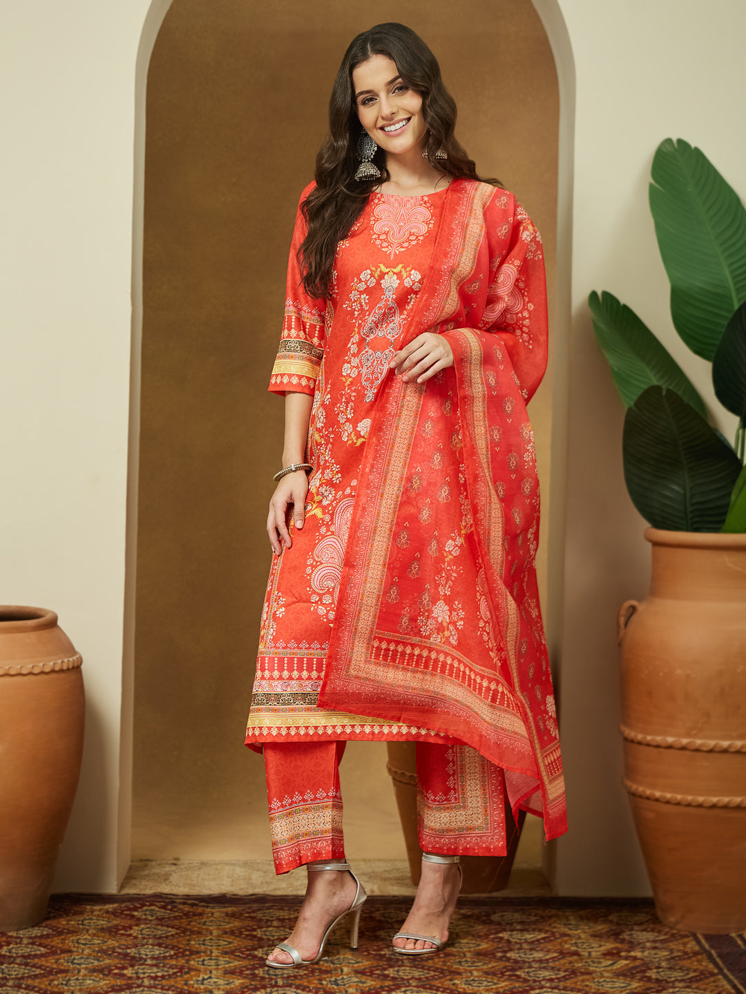 Orange-Cotton-Blend-Ethnic-Motifs-3-Piece-Anarkali-Set