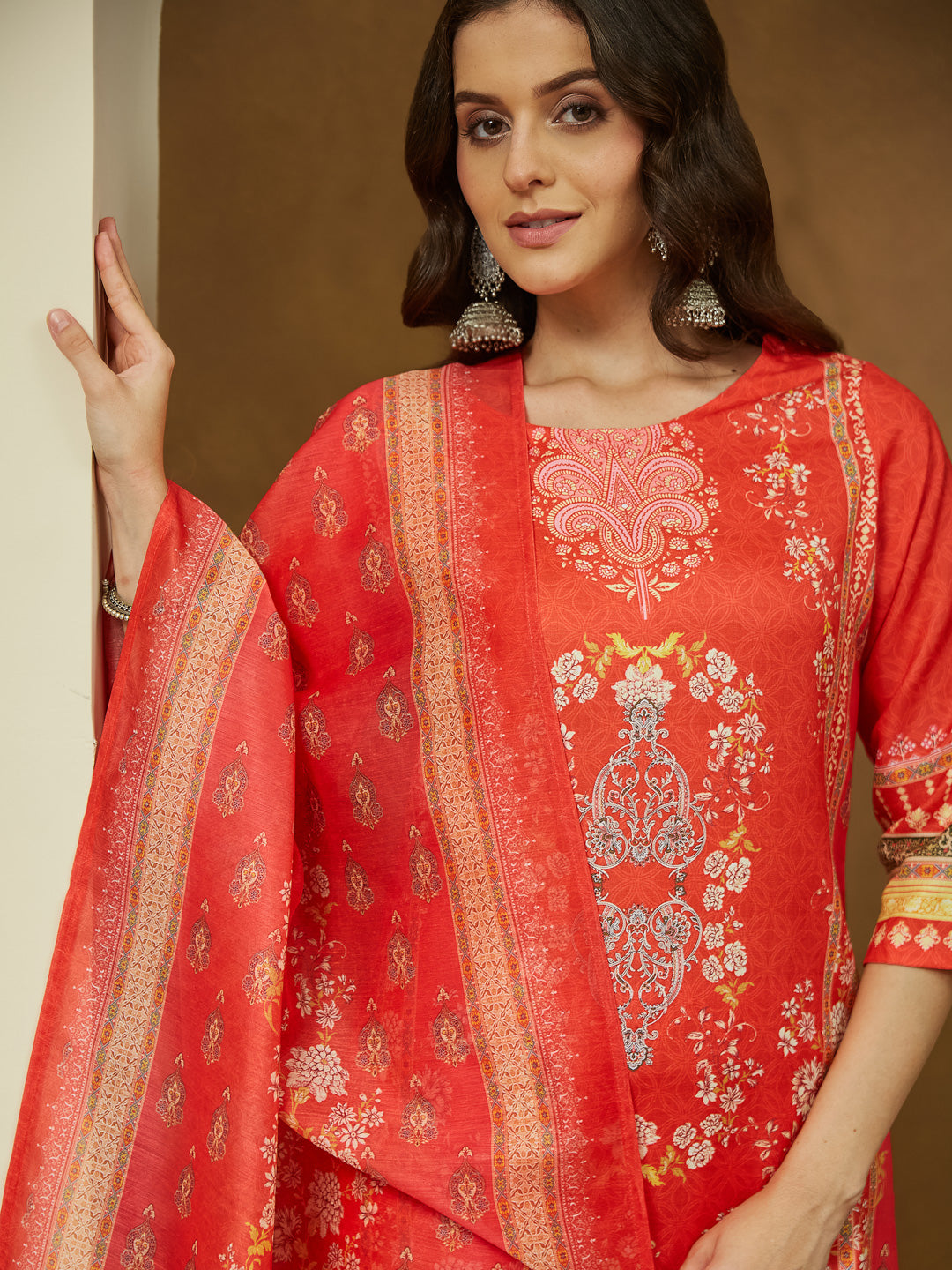 Orange-Cotton-Blend-Ethnic-Motifs-3-Piece-Anarkali-Set