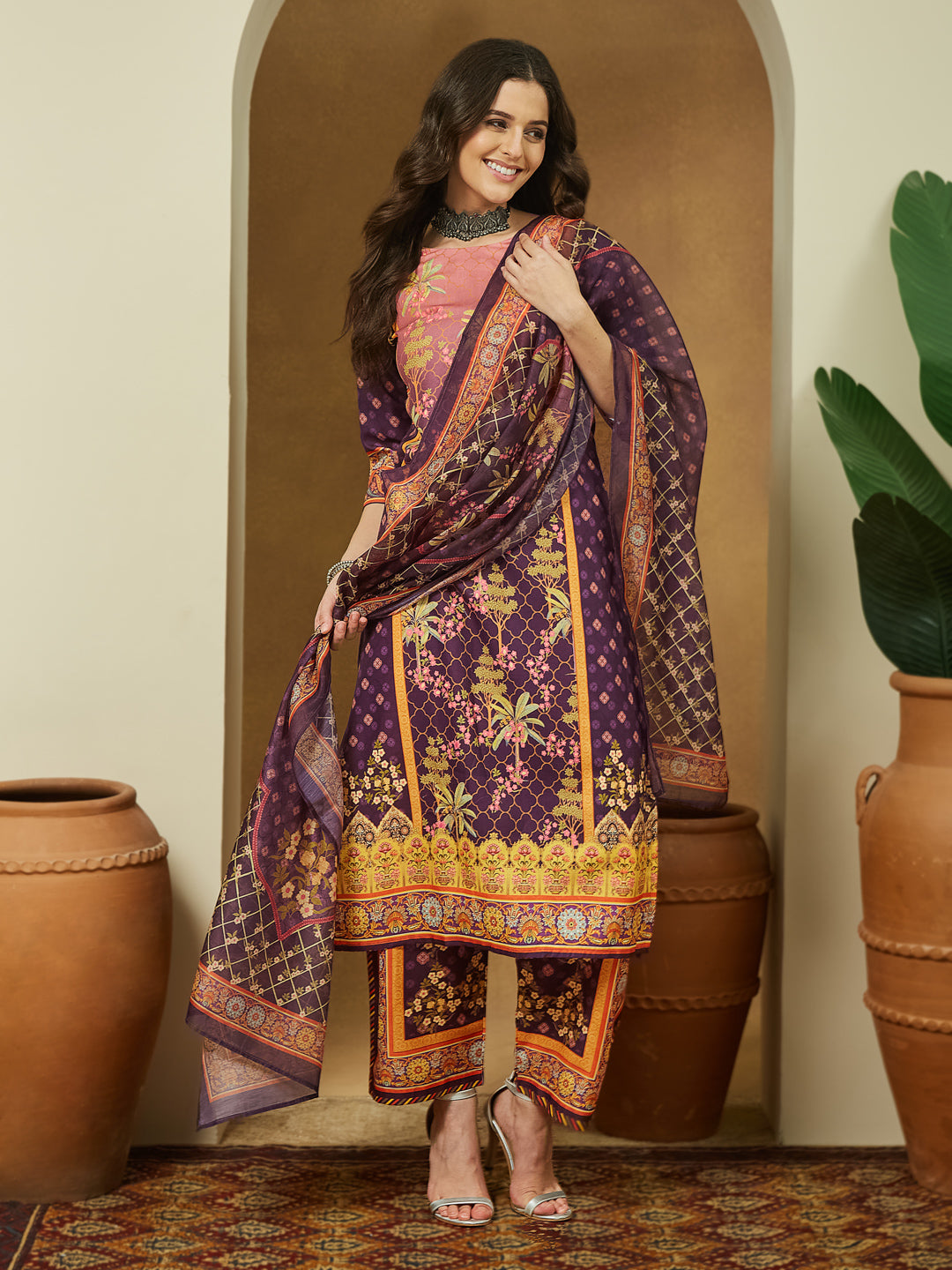 Purple-Cotton-Blend-Floral-Printed-3-Piece-Kurta-Set