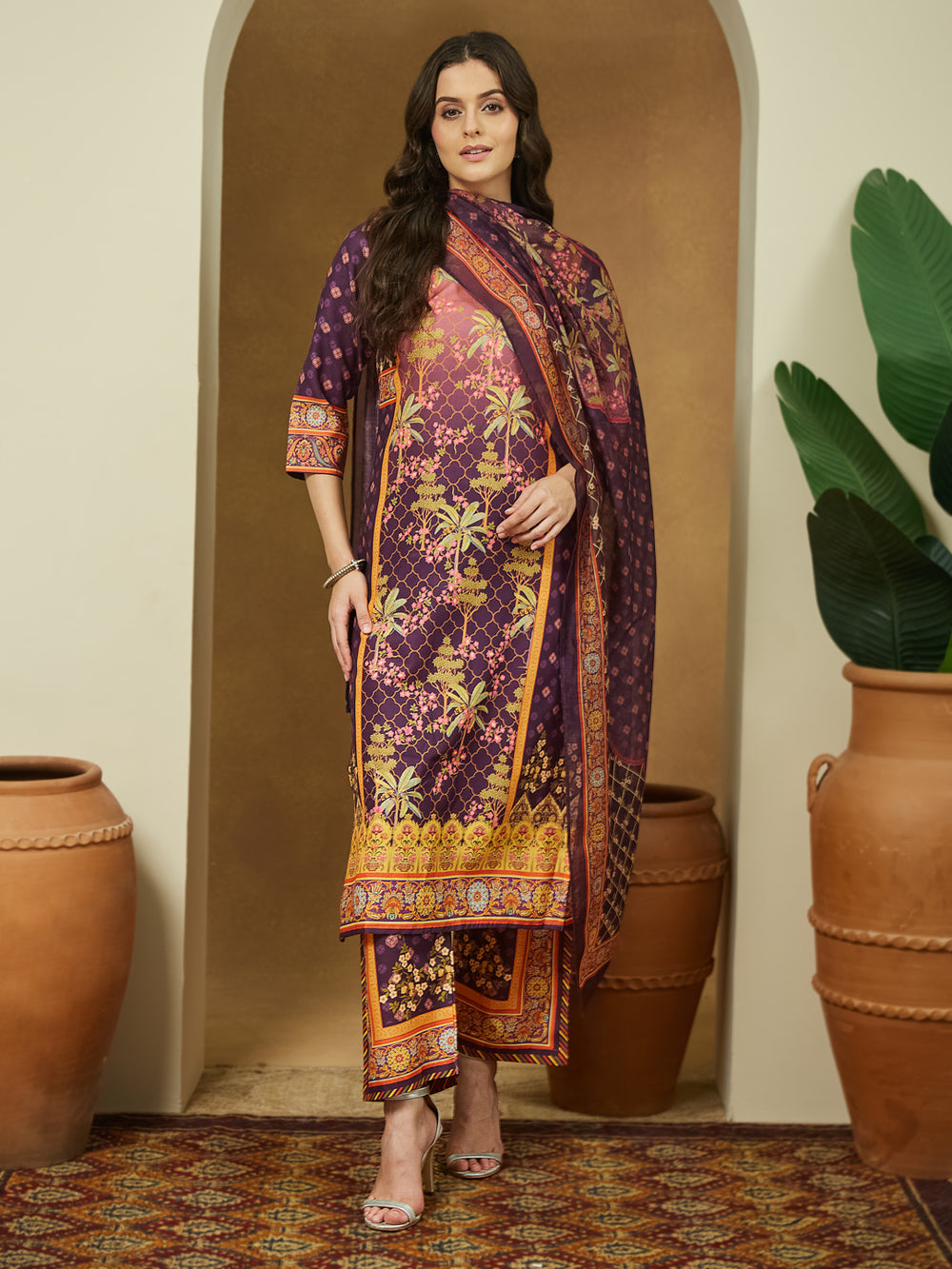 Purple-Cotton-Blend-Floral-Printed-3-Piece-Kurta-Set