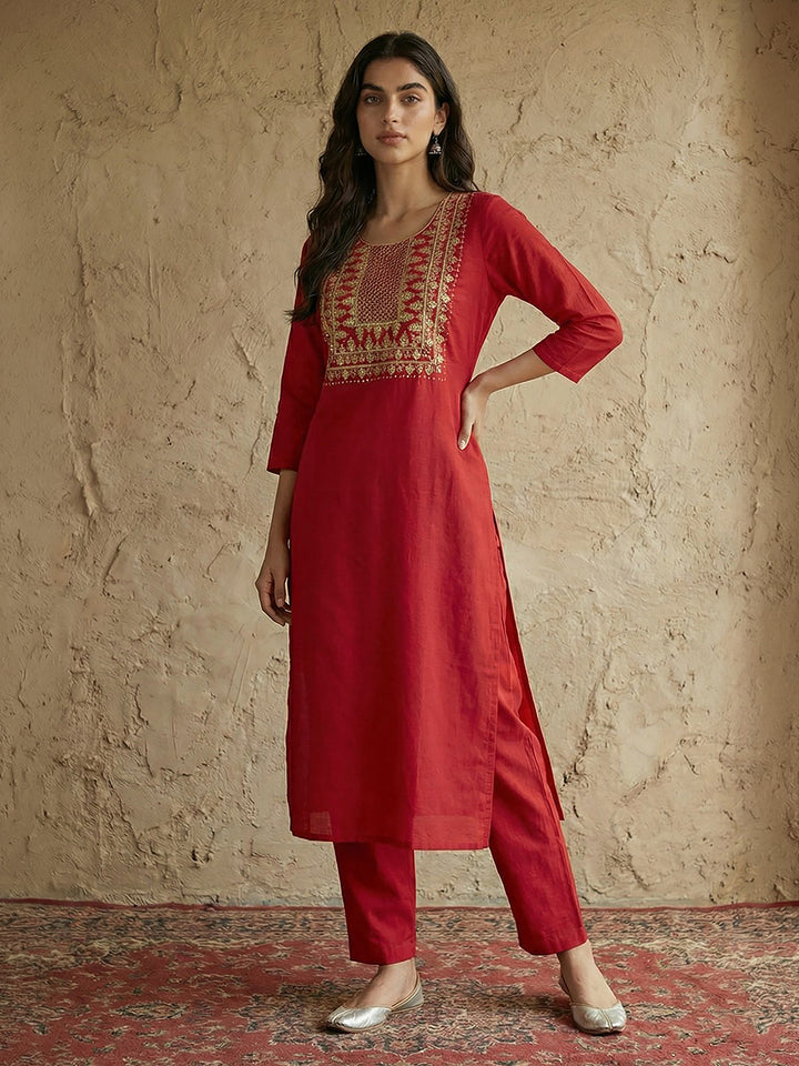 Red 2-Piece Kurta Set