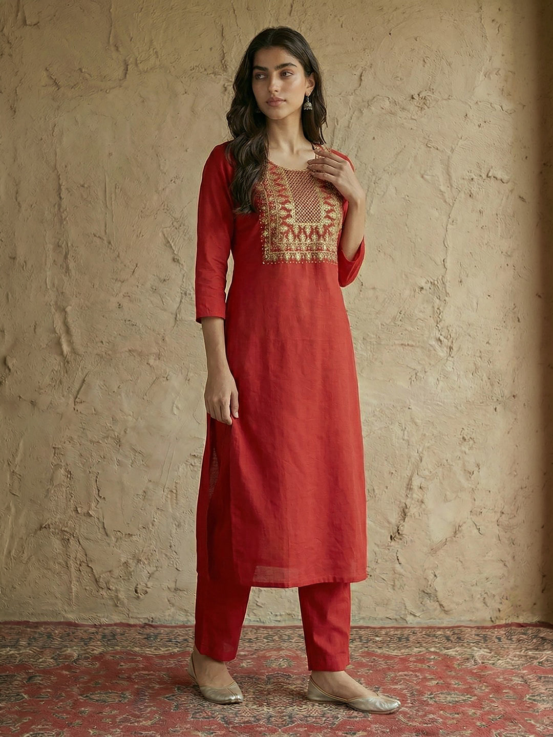 Red 2-Piece Kurta Set