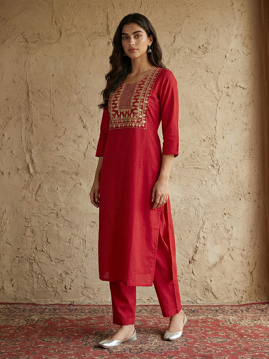 Red 2-Piece Kurta Set