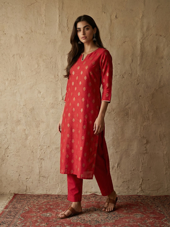 Red 2-Piece Kurta Set