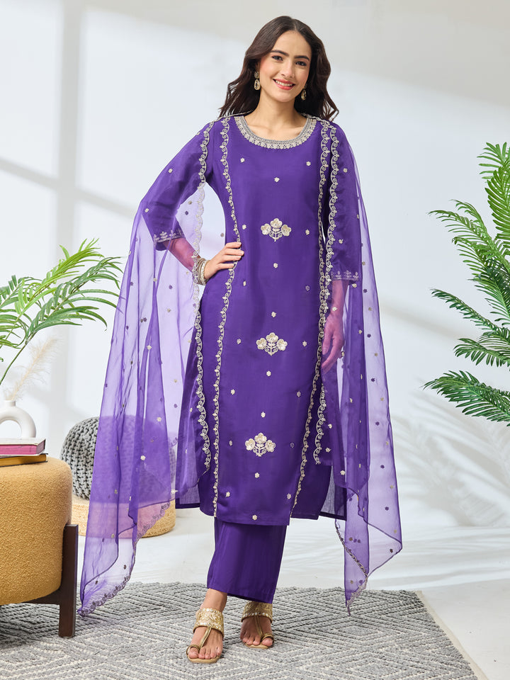 Purple 3-Piece Kurta Set
