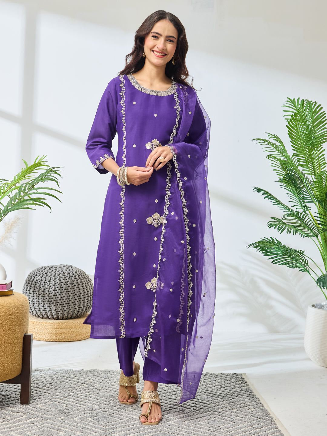 Purple 3-Piece Kurta Set