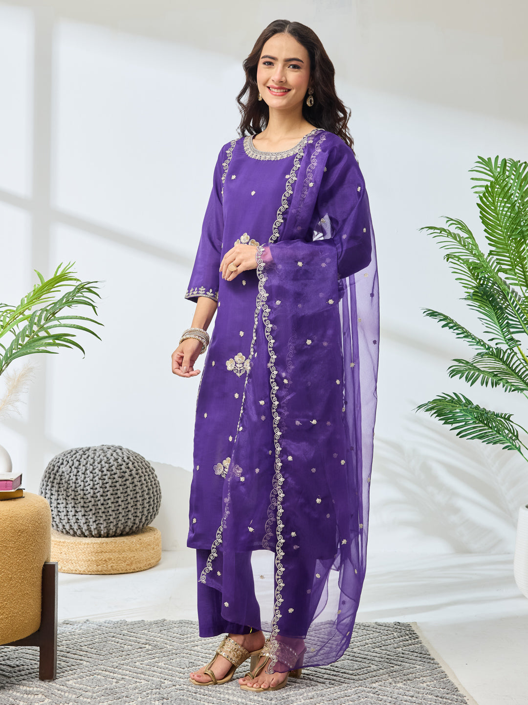 Purple 3-Piece Kurta Set