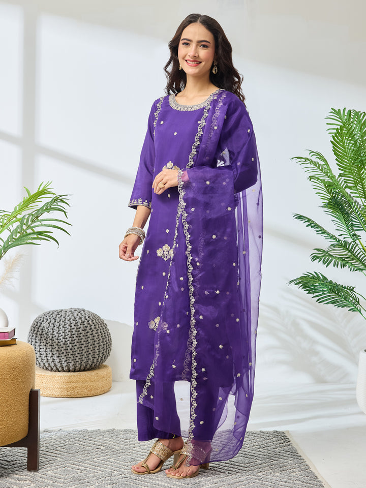 Purple 3-Piece Kurta Set