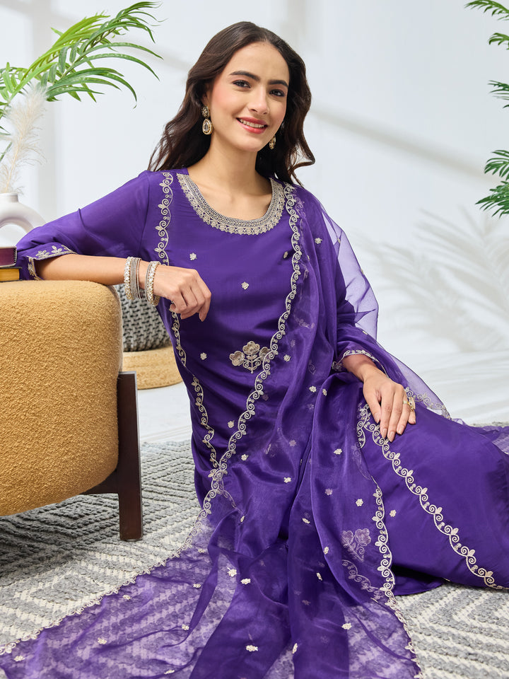 Purple 3-Piece Kurta Set