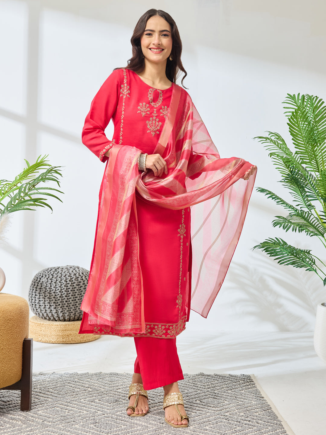 Pink 3-Piece Kurta Set