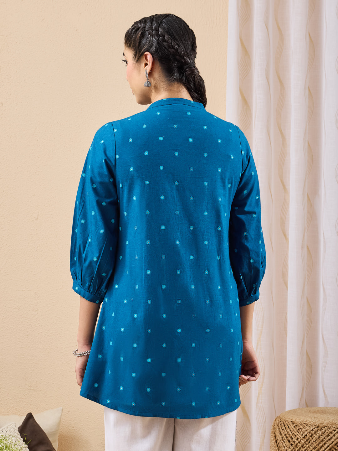 Teal Foil Print A-Line Tunic