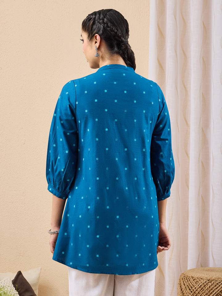 Teal Foil Print A-Line Tunic