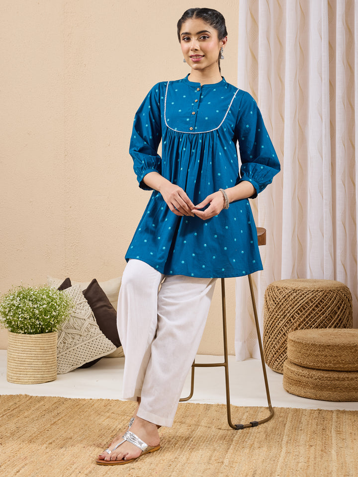 Teal Foil Print A-Line Tunic