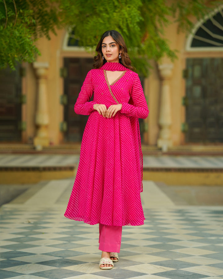 Royal-Pink-Georgette-Embroidered-Kalidaar-3-Piece-Kurta-Set