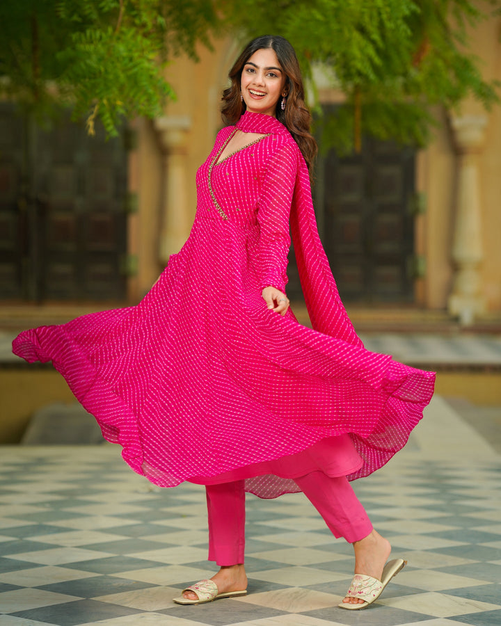 Royal-Pink-Georgette-Embroidered-Kalidaar-3-Piece-Kurta-Set